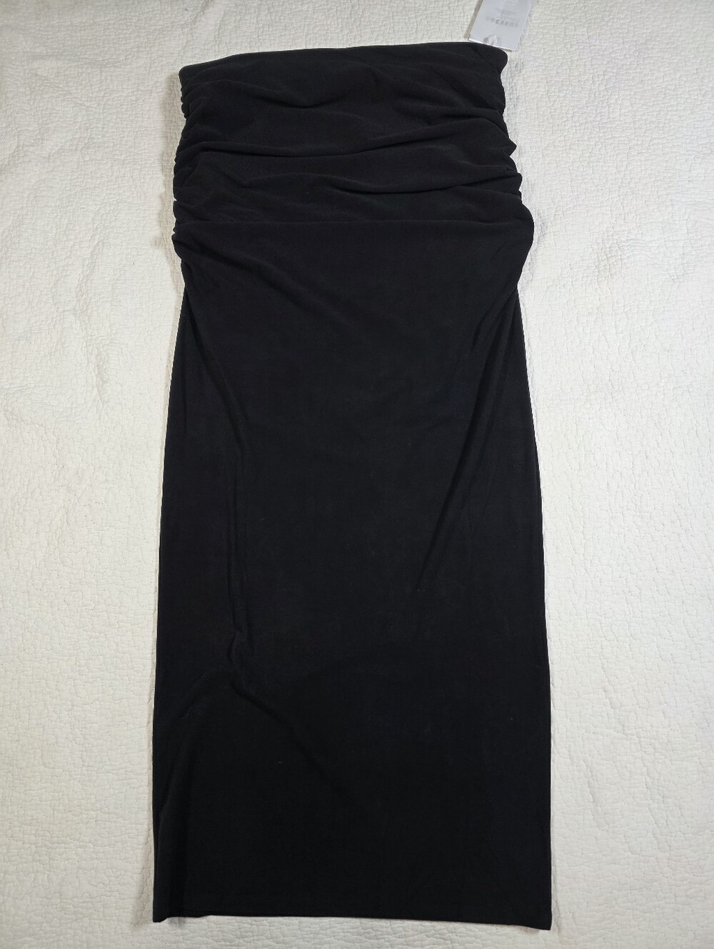 Fabletics LUXE360 Black Strapless Ruched Tube Maxi Dress
